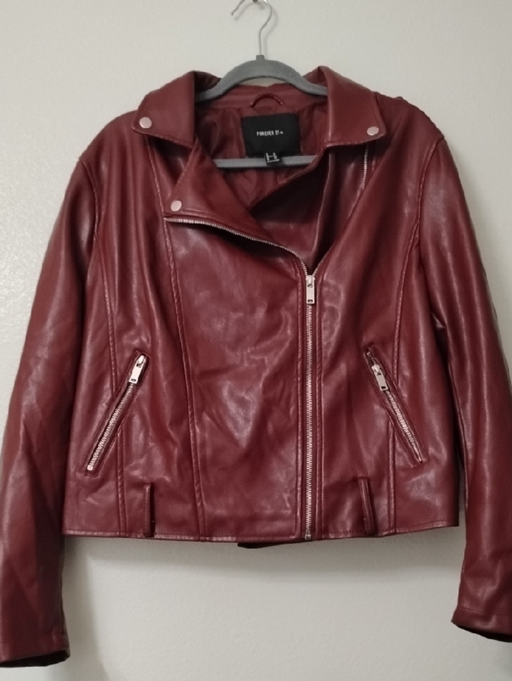 Forever 21 Burgundy Faux Leather Moto Jacket - Picture 6 of 12